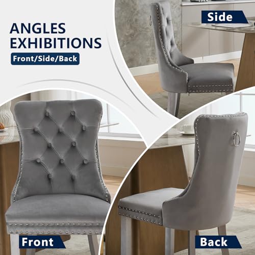 Grey Velvet Dining Chairs Set of 6 (6 Count)