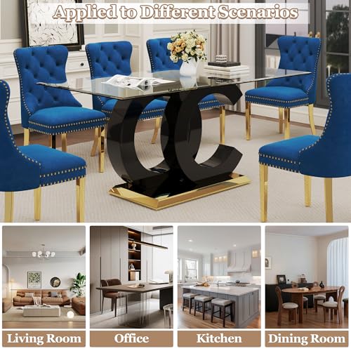 7 Piece Glass Dining Table Set for 6