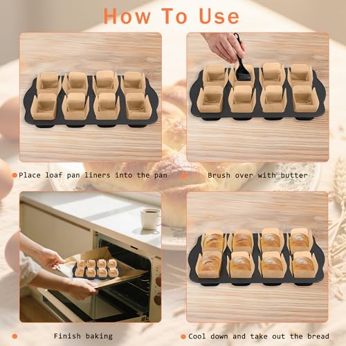 200 Pcs Mini Loaf Pan Liners for Baking Bread Pans 3x2 in Parchment (200 Count)