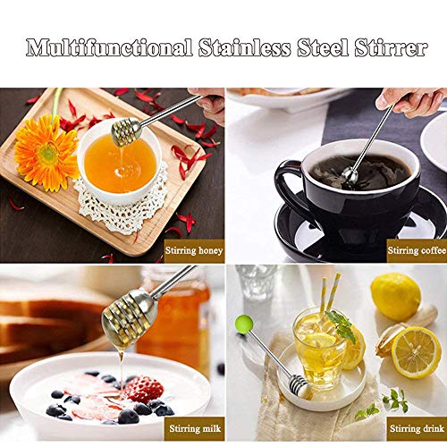 Stainless Steel Honey Dipper Stick 6.3 Inch Honey Wand Server for Honey Pot Dispense Drizzle Honey