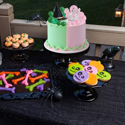 42 pcs Foam Ball Cake Toppers with Witch Hat and Crown Decorations Cake Decorations for Witch Theme Party Decor Pink and Green Decorations Supplies (42 Count)