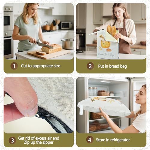 2 Packs Wide Zipper Access Beeswax Bread Bags for Homemade Bread (2 Count)