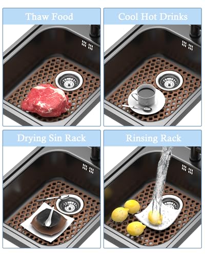 2 Pack Silicone Sink Protector Mat for Kitchen Sink Rear Drian Coffee
