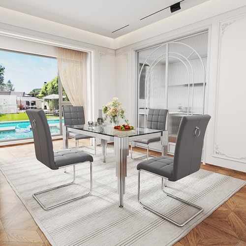 53'' Glass Dining Table Set for 4