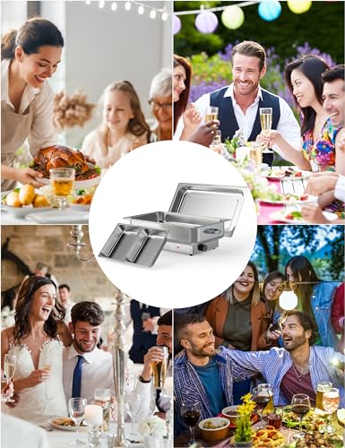 2 Pack Electric Chafing Dish Buffet Set 9 QT Buffet Food Servers