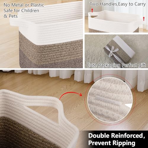 Cotton Rope Storage Baskets for Organizing Dark Brown 3