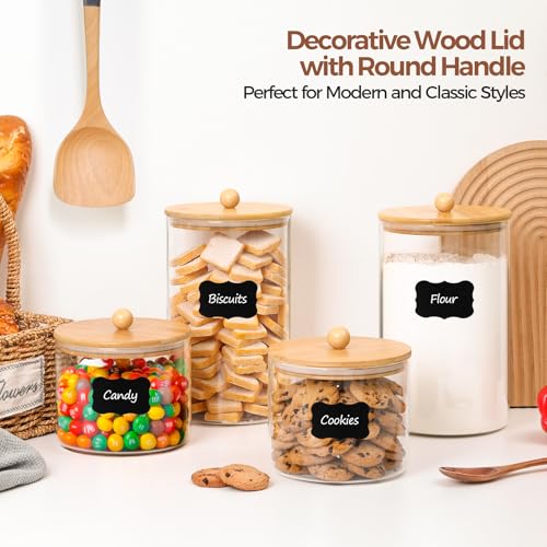 Glass Storage Jars with Bamboo Lids 3.9 Qt 2 Pack Large Pantry Round (2 Count)