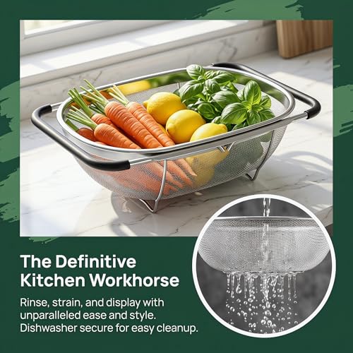 2 Pack Over the Sink Oval Colander for Kitchen