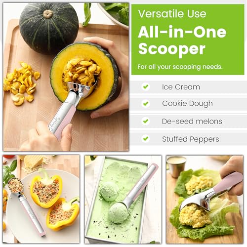 Heavy Duty Metal Ice Cream Scoop with Soft Grip Handle