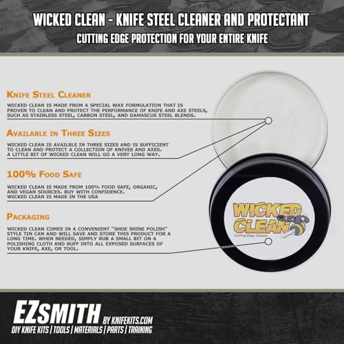 WICKED CLEAN - (0.50 oz.) - Cutting Edge Knife Cleaner - For Stainless Steel, Carbon Steel, and Damascus Steel - (USA Made) – Cleans & Protects