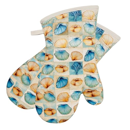 Oven Mitts Gloves 1 Pair Heat Resistant 480 ℉ Non Slip Clear Silicone Printed Shell Comfortable Cotton Lining Kitchen Men Cooking Barbecue Machine Washable (32 Ounce)
