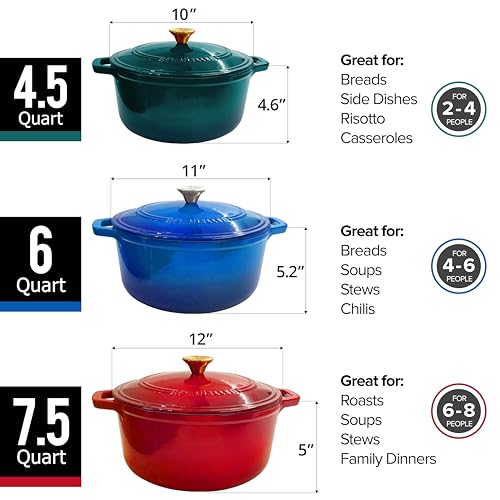 MUELLER HOME 7.5 QT Enameled Cast Iron Dutch Oven