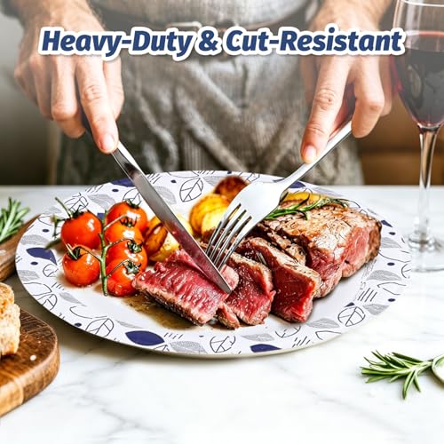 140 Count 10 Inch Disposable Heavy Duty Printed Paper Plates Leaf
