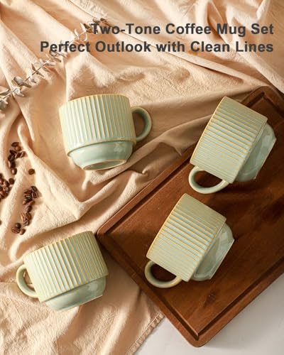 Ceramic Coffee Mugs Set of 4 with Rack (4 Count)