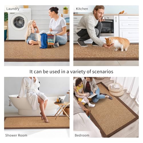 Kitchen Runner Rugs Non Slip Washable Long Kitchen Mats Brown 17"x59" (7 Sq Ft)