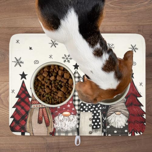 Winter Snowman Gnome Dish Drying Mat Xmas Tree Dishes Pad 18"x24" Microfiber Fast Dry Dish Drainer Rack Mats Kitchen Countertop Accessories
