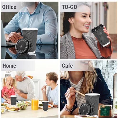 500 Pack 16 oz Insulated Disposable Coffee Cups With Lids (500 Count)