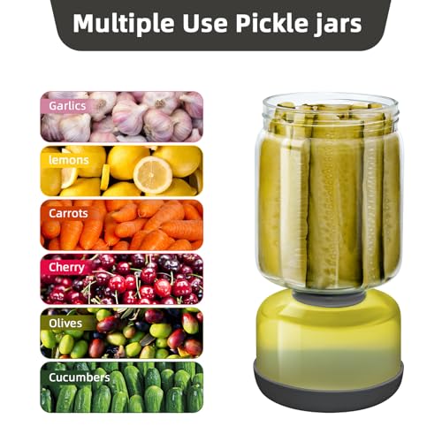 Glass Pickle Jar with Strainer Flip (46 Fl Oz)