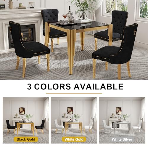 35'' Modern Square Glass Dining Table for 4 People