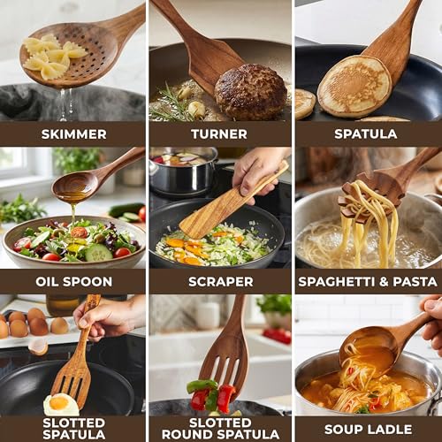 Wooden Spoons for Cooking 13 Pcs (13 Count)
