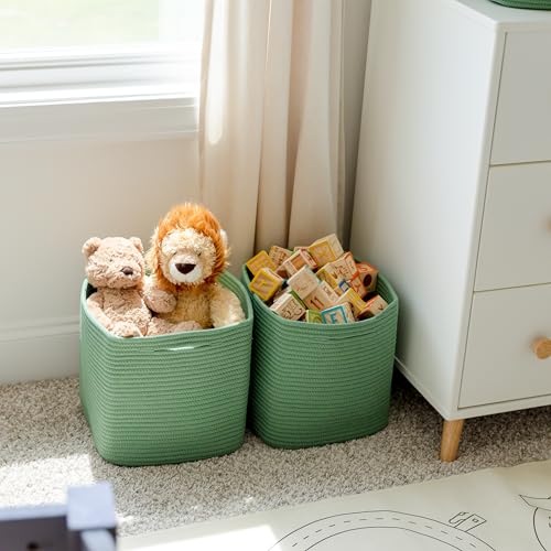 13 Inch Cube Storage Bins Cotton Rope Woven Baskets for Organizing 3 (3 Count)