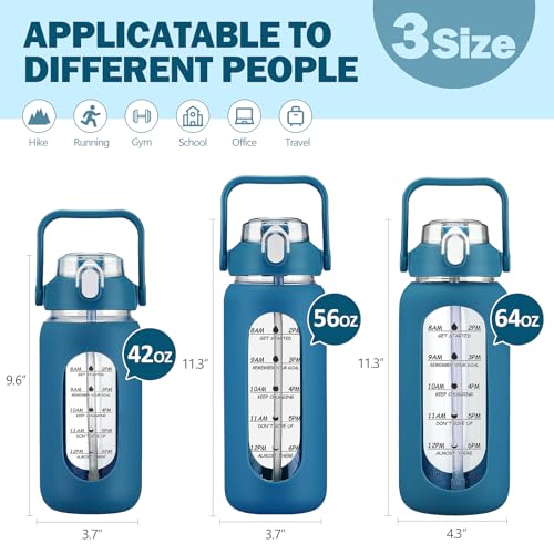 42oz Glass Water Bottles with Straw