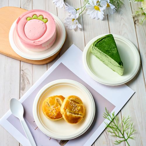 6 in 500 Pack White Disposable Compostable Dessert Paper Plates (500 Count)