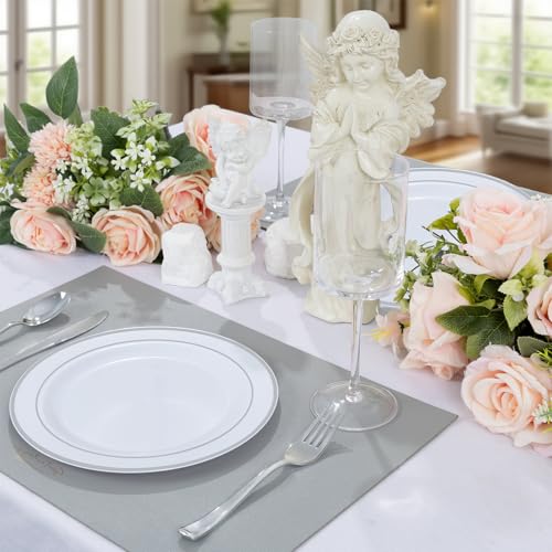 100PCS Silver Plastic Plates (100 Count)