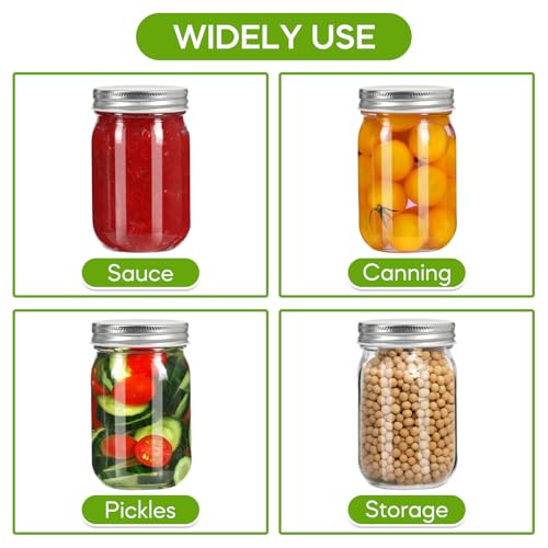 Glass Mason Jars 16 oz (16 Fl Oz)