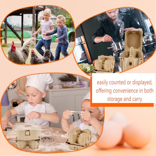 30 Pack Egg Cartons Bulk Empty Natural Pulp Egg Storage Case 4 Count Square Chicken Cardboard Egg Tray Holder for Family Farm Market Chicken Farm Storing (30 Count)