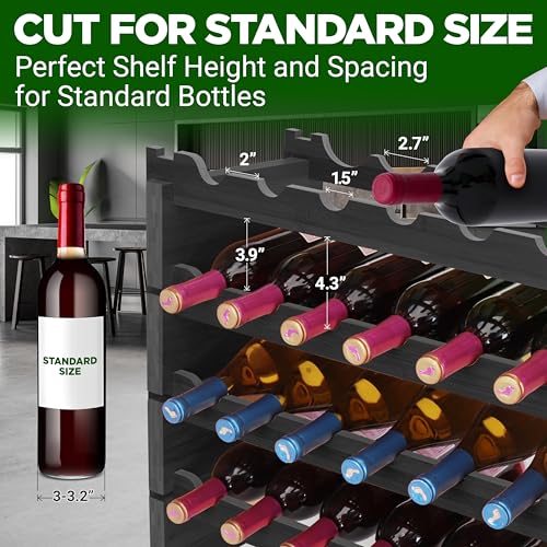 72 Bottle Wine Rack Stackable Bamboo Freestanding (72 Count)