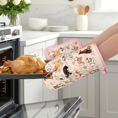 Cute Dog Oven Mitts and Pot Holders Set (4 Count)