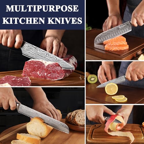 Kitchen Knife Set 5 Piece Chef Knife Set Professional High Carbon Stainless Steel (5 Count)