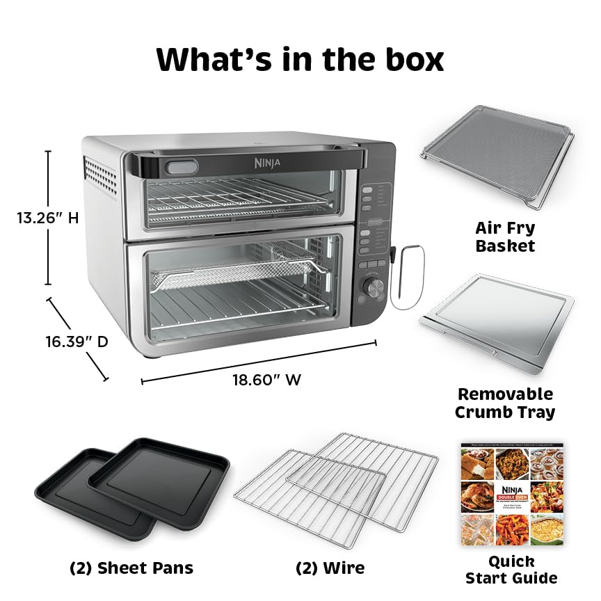 DCT451 12-in-1 Smart Double Oven with FlexDoor, Thermometer, FlavorSeal, Smart Finish, Rapid Top Convection and Air Fry Bottom , Stainless Steel