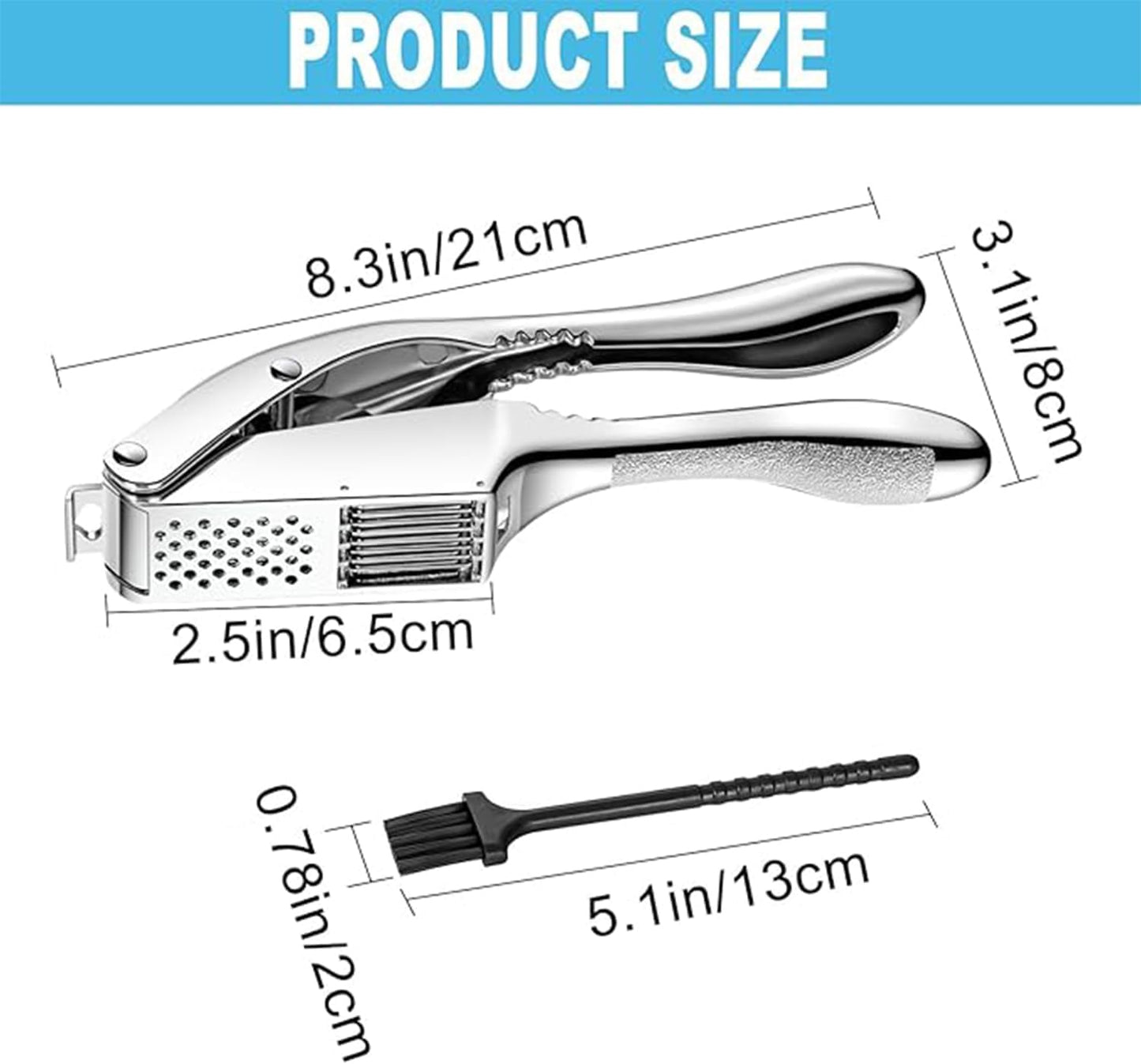 Garlic Press and Slicer 2 in 1, Rust Proof & Dishwasher Safe Professional Garlic Mincer Tool, Effortlessly Crush and Mince Garlic with this Ergonomic Handle-Garlic Peeler & Brush ANCQMI(Pear white) - Culinary Roots