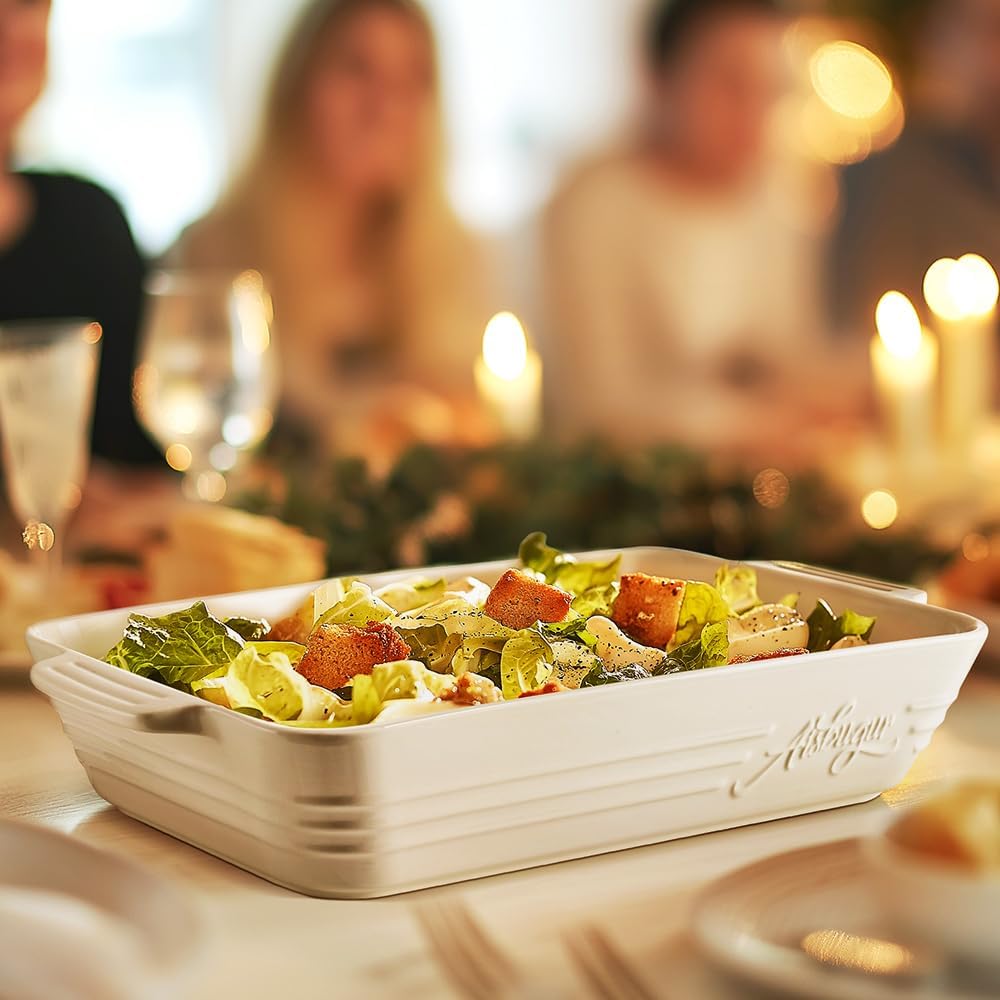 Casserole Dishes for Oven,9x13 Ceramic Baking Dish,4.2 Quarts Large Lasagna Pan with Handles Deep and Large Capacity,Durable Bakeware for Lasagna, Home Decor, Wedding Gift, White - Culinary Roots