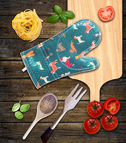Oven Mitts with Transparent Clear Silicone Shell and Nice Dog Printing (2 Count)