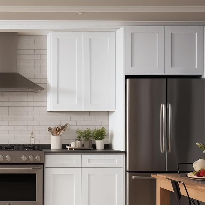 Wall-Mounted Cabinet – Solid Wood Shaker Style Medicine Cabinet with Adjustable Shelves & Soft-Close Doors for Bathroom, Kitchen, and Office Storage (White, 36" W x 12" D x 42" H)