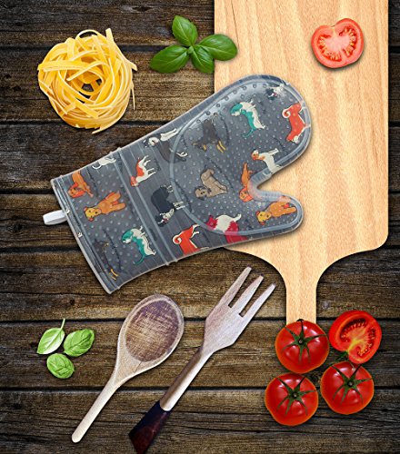 Oven Mitts with Transparent Clear Silicone Shell and Nice Dog Printing (2 Count)