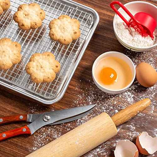 Set of 2) Stainless Steel 8-1/2" x 12" Baking & Cooling Racks (Fits Quarter Sheet Pan) - Cookie Baker's Oven Wire Rack (2 Count)