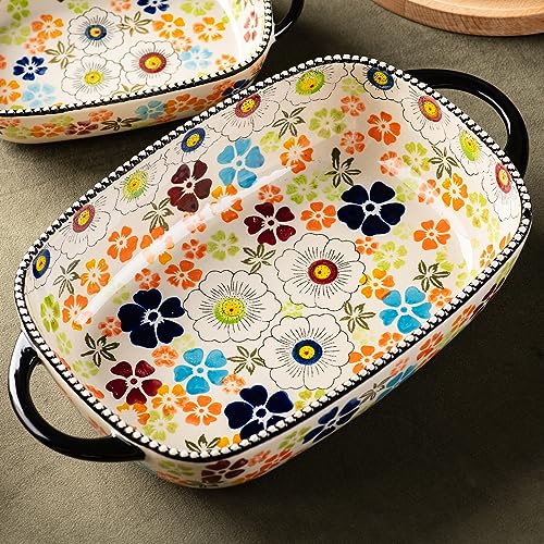 Retro pastoral style Ceramic Baking Dish Rectangular Bakeware Set Baking Pan