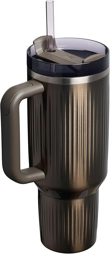 STANLEY Quencher H2.0 Tumbler with Handle and Straw 40 oz | Flowstate 3-Position Lid | Cup Holder Compatible for Travel | Insulated Stainless Steel Cup | BPA-Free | Fluted Gunmetal Shine