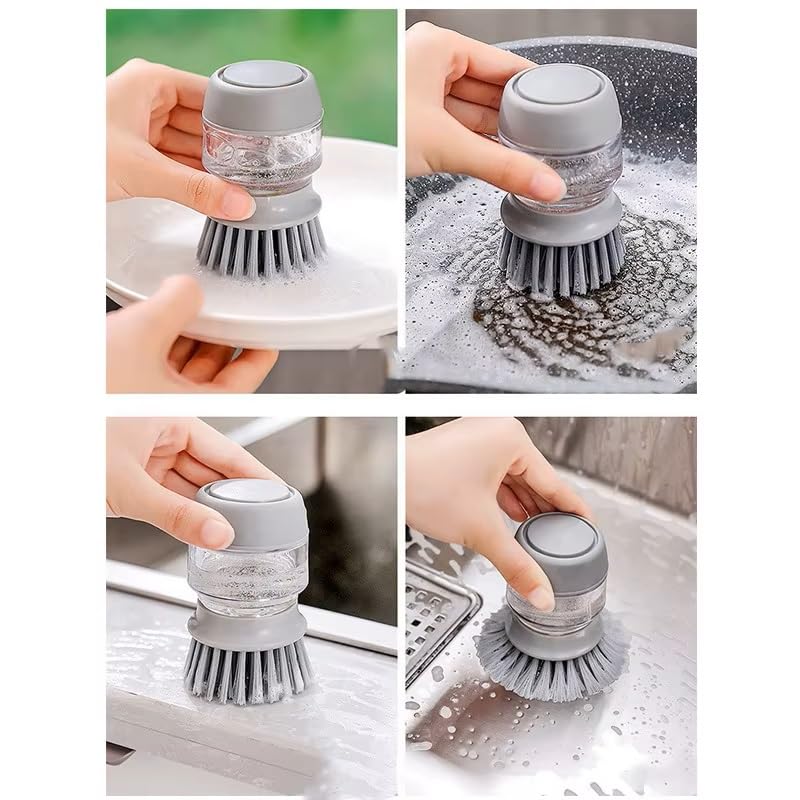 Soap Dispenser Palm Dish Brush with Storage Bracket