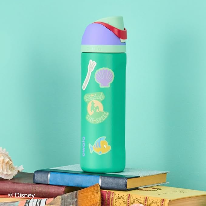 Owala Disney Princess FreeSip Insulated Stainless Steel Water Bottle with Straw for Sports and Travel, BPA-Free Sports Water Bottle, 24 oz, Ariel