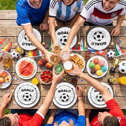 20 White Plastic Soccer Plates