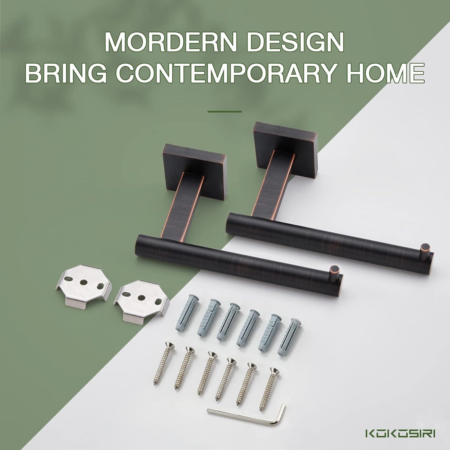 KOKOSIRI Toilet Paper Holder Oil Rubbed Bronze for Bathroom Kitchen Roll Holder Hold Mega Rolls Stainless Steel, 2 Pack, B2005ORB-2P