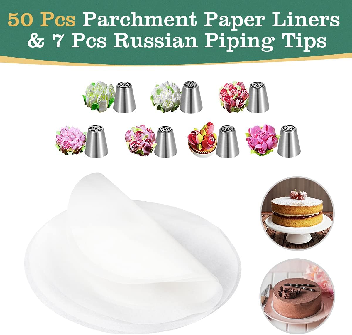 Springform Pan, Stainless Steel Springform Cake Pan, Leakproof & Nonstick Cheesecake Pan, 4" 7" 9" Round Cake Molds with 50 Pcs Paper Liners and 7 Pcs Piping Tips - Culinary Roots