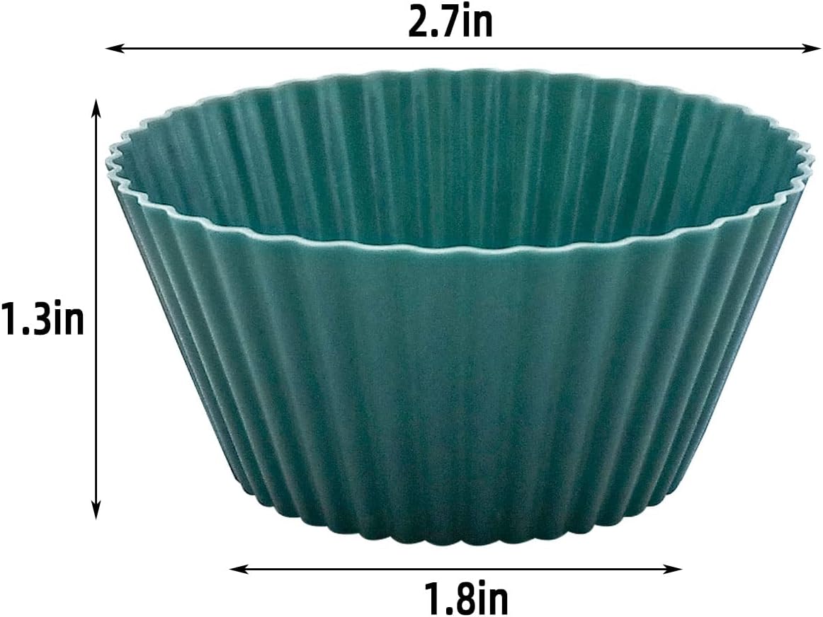 24 Pack Silicone Baking Cups Reusable Muffin Liners Non-Stick Cup Cake Molds Set Cupcake Silicone Liner Standard Size Silicone Cupcake Holder Silicon Cups for Baking Bpa Free (4 Colors)