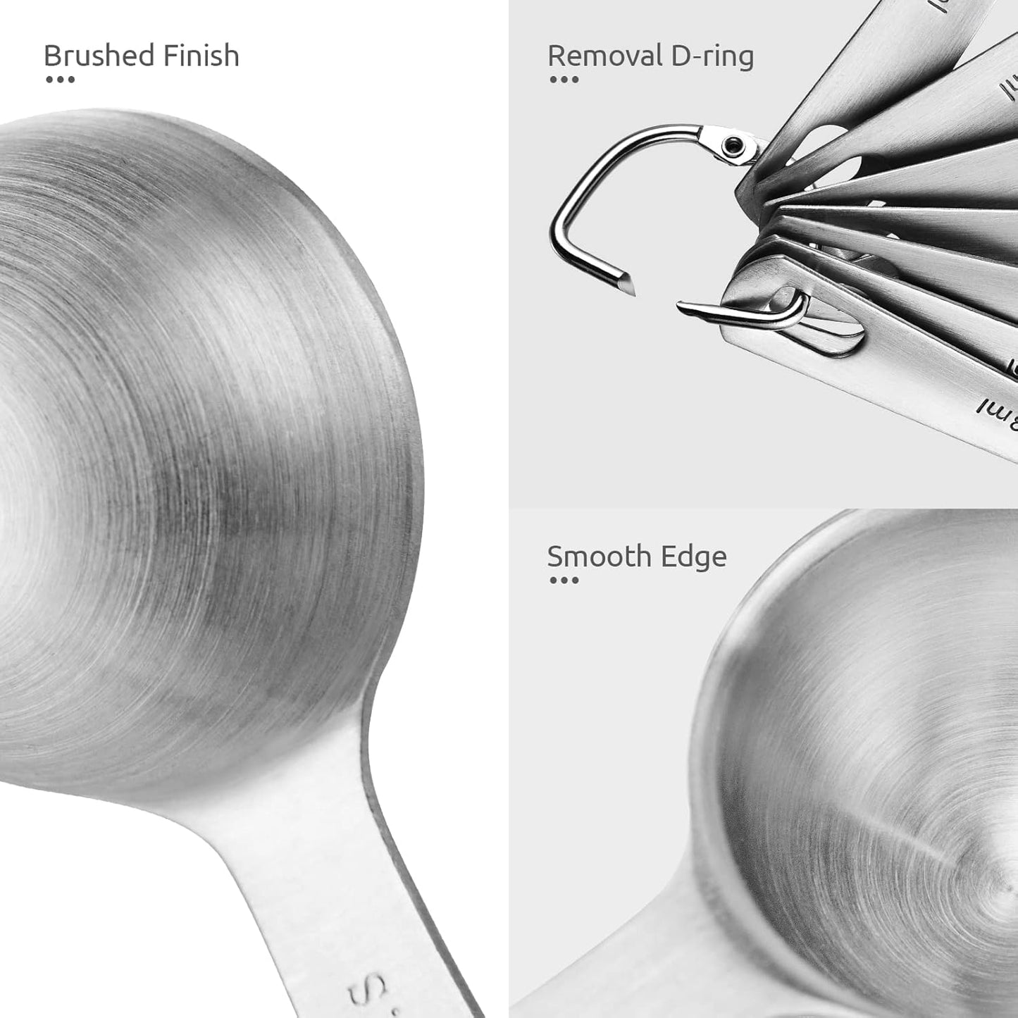 Measuring Spoons: U-Taste 18/8 Stainless Steel Measuring Spoons Set of 6 Piece: 1/8 tsp, 1/4 tsp, 1/2 tsp, 1 tsp, 1/2 tbsp & 1 tbsp Dry and Liquid Ingredients