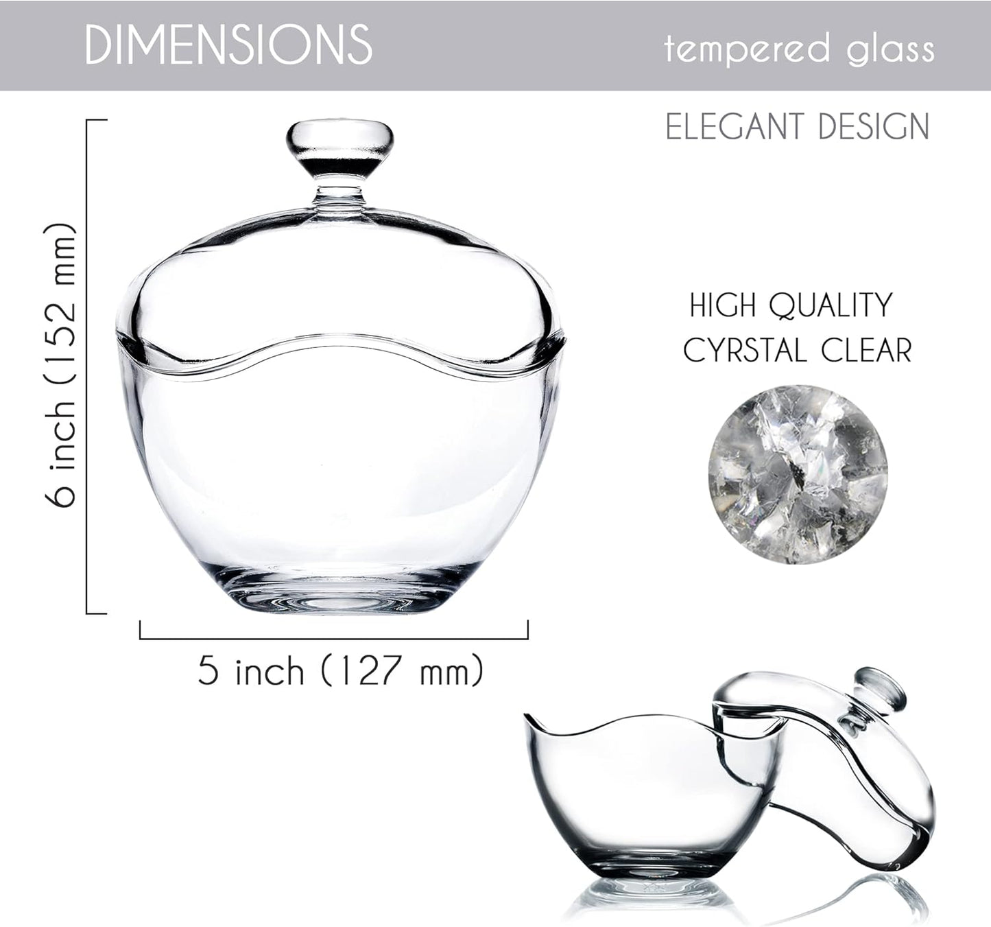 Volarium Candy Jars for Candy Buffet, Candy Dish with Lid, Glass Bowl and Food Storage Container, Decorative Cookie Jars, Apothecary Jars